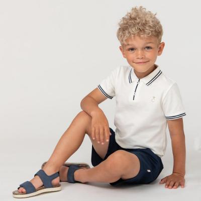 Picture of Caramelo Kids Boys Polo & Short Set - White Navy