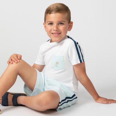 Picture of Caramelo Kids Boys Crew Neck Waffle Shorts Set - Sky Blue