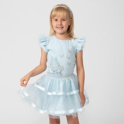 Picture of Caramelo Kids Girls Pearl Vanity Top & Tulle Skirt Set - Sky Blue