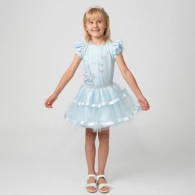 Picture of Caramelo Kids Girls Pearl Vanity Top & Tulle Skirt Set - Sky Blue