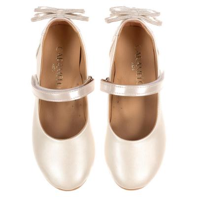 Picture of Caramelo Kids Girls Double Bow Ballerina Shoe - Ivory Pearl