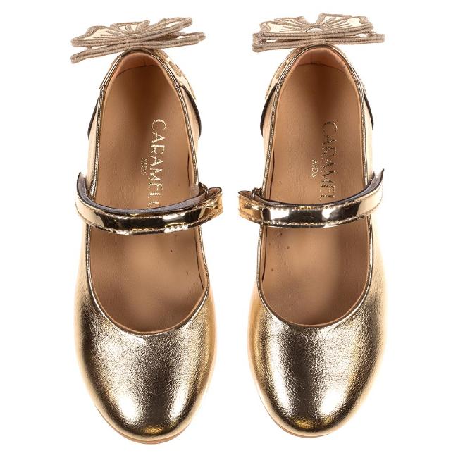 Picture of Caramelo Kids Girls Double Bow Ballerina Shoe - Gold
