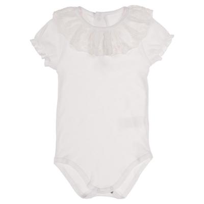 Picture of Calamaro Baby Summer Tulle Lace Ruffle Collar Bodysuit - White