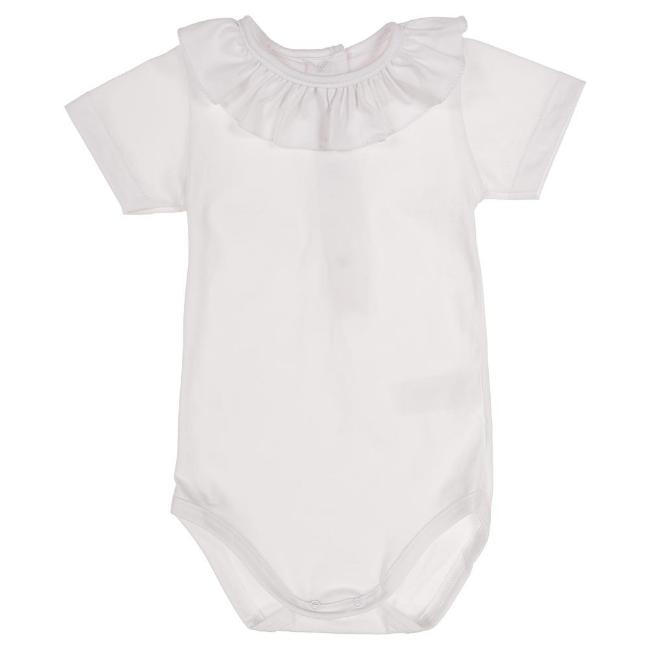 Picture of Calamaro Baby Summer Ruffle Collar Bodysuit - White 