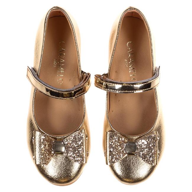 Picture of Caramelo Kids Girls Sparkle Bow Ballerina Shoe - Gold 
