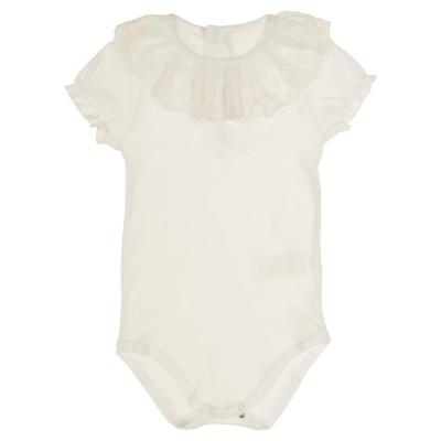 Picture of Calamaro Baby Summer Tulle Lace Ruffle Collar Bodysuit - Ivory
