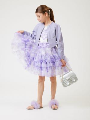 Picture of Monnalisa Chic Girls Floral Tulle Skirt - Lilac
