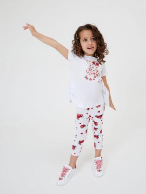 Picture of Monnalisa Girls Strawberry Leggings - White Red