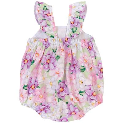 Picture of Balloon Chic Girls Summer Floral Romper - Pale Green Lilac