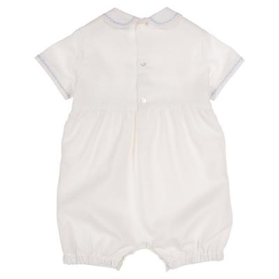 Picture of Sarah Louise Baby Boys Smocked Romper - White Pale Blue