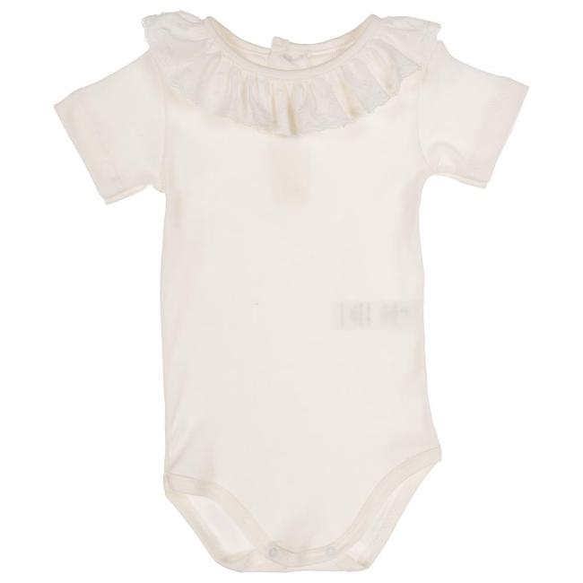Picture of Calamaro Baby Summer Ruffle Plumetti With Lace Collar Bodysuit - Ivory