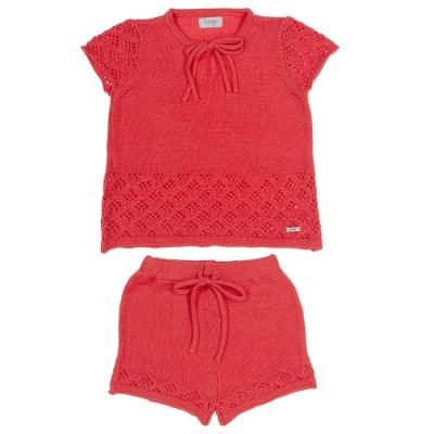 Picture of Rahigo Girls Summer Raised Knit Shorts & Jumper Set X 2 - Coral