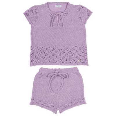 Picture of Rahigo Girls Summer Raised Knit Shorts & Jumper Set X 2 - Lilac