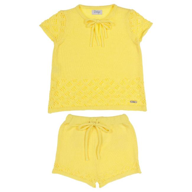 Picture of Rahigo Girls Summer Raised Knit Shorts & Jumper Set X 2 - Lemon