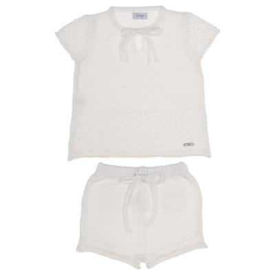 Picture of Rahigo Girls Summer Raised Knit Shorts & Jumper Set X 2 - White