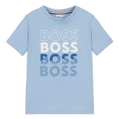 Picture of BOSS Boys Repeat Logo T-shirt  - Pale Blue