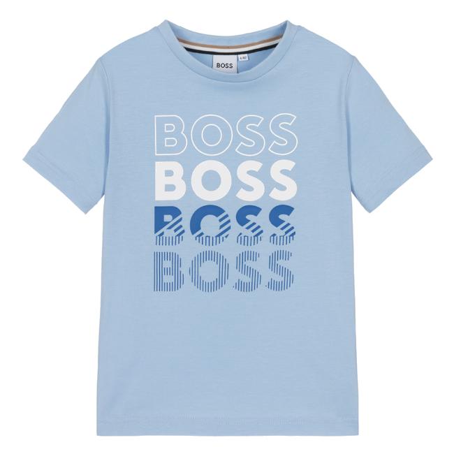 Picture of BOSS Boys Repeat Logo T-shirt  - Pale Blue