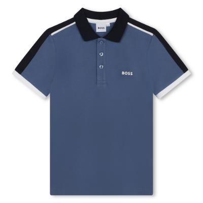 Picture of BOSS Boys Logo Polo Shirt - Mid Blue