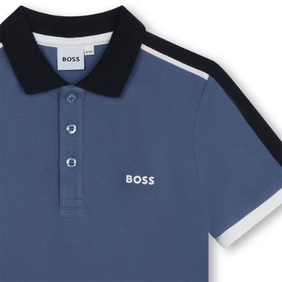 Picture of BOSS Boys Logo Polo Shirt - Mid Blue