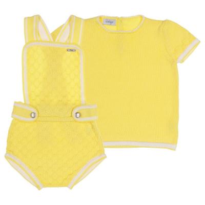 Picture of Rahigo Boys Summer Raised Knit Romper & Jumper Set X 2 - Lemon White