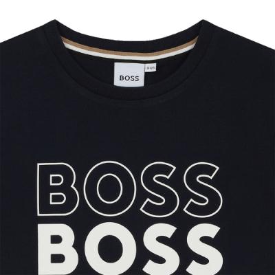 Picture of BOSS Boys Repeat Logo T-shirt  - Navy Blue