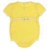 Picture of Rahigo Boys Summer Raised Knit Short Sleeve Romper - Lemon White