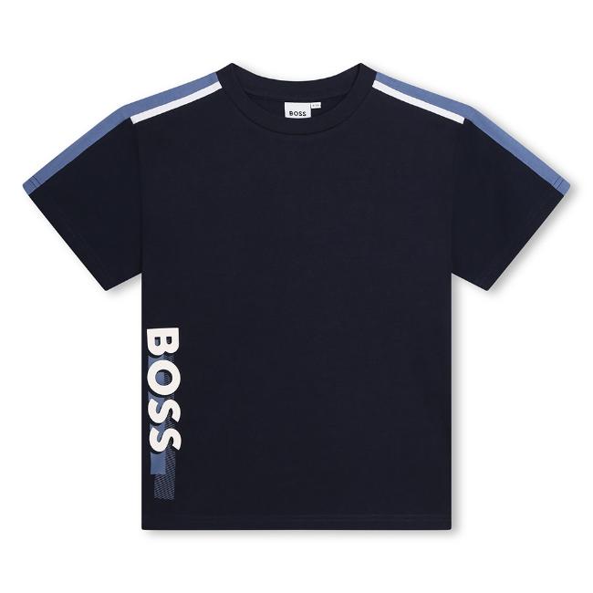 Picture of BOSS Boys Logo Panel T-Shirt - Navy