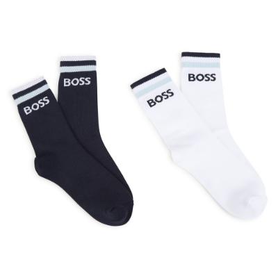Picture of BOSS Boys 2 Pack Logo Sports Socks - Navy Blue