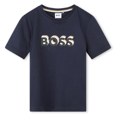 Picture of BOSS Boys Tri Logo T-shirt  - Navy Blue