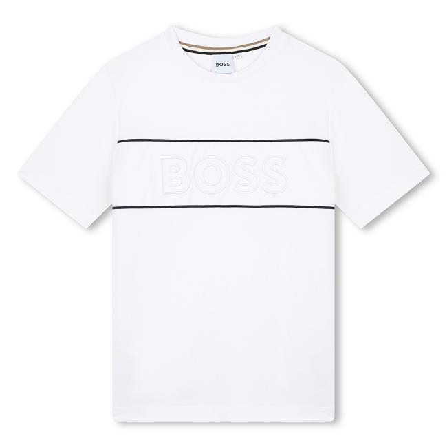 Picture of BOSS Boys Embossed T-shirt - White