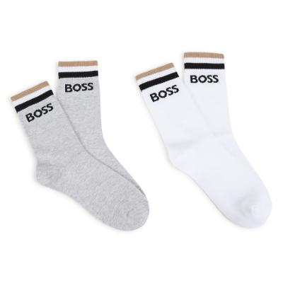Picture of BOSS Boys 2 Pack Logo Sports Socks - Black White