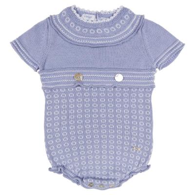 Picture of Rahigo Boys Summer Knit Short Sleeve Romper - Sky Blue 