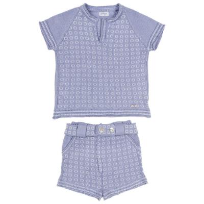 Picture of Rahigo Boys Summer Knit Jumper & Shorts Set X 2 - Sky Blue