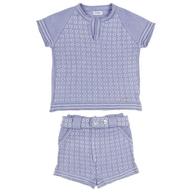 Picture of Rahigo Boys Summer Knit Jumper & Shorts Set X 2 - Sky Blue