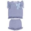 Picture of Rahigo Girls Summer Knit Ruffle Jumper & Shorts Set X 2 - Sky Blue