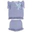 Picture of Rahigo Girls Summer Knit Ruffle Jumper & Shorts Set X 2 - Sky Blue