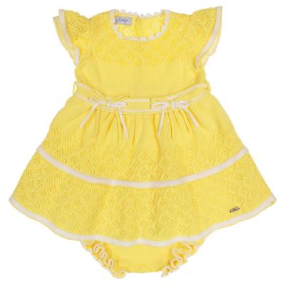 Picture of Rahigo Girls Summer Knit Openwork Dress & Pants Set X 2 - Lemon White