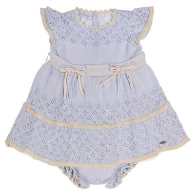 Picture of Rahigo Girls Summer Knit Openwork Dress & Pants Set X 2 - Baby Blue Cream