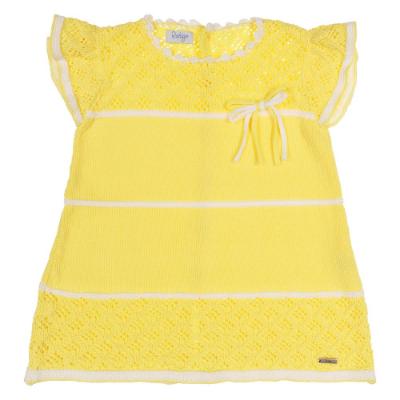 Picture of Rahigo Girls Summer Knit Openwork A Line Dress & Pants Set X 2 - Lemon White