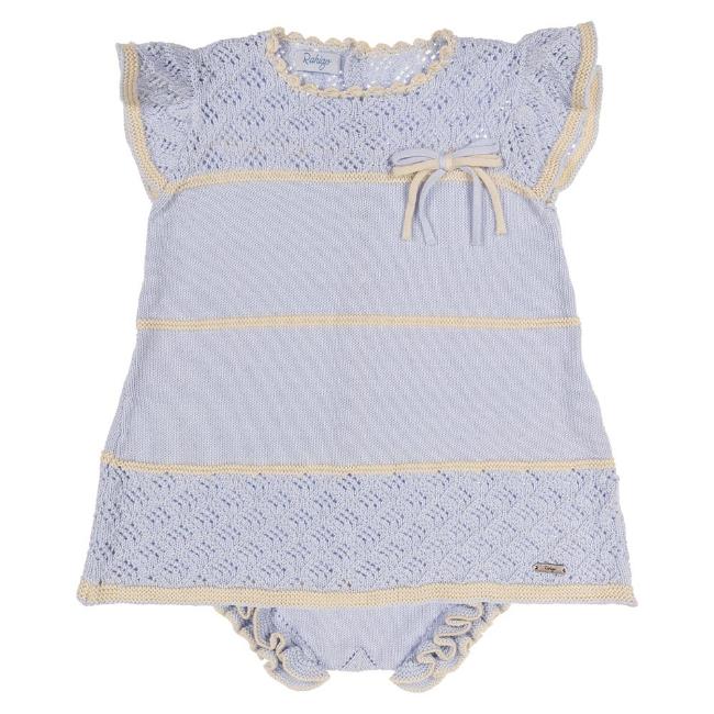 Picture of Rahigo Girls Summer Knit Openwork A Line Dress & Pants Set X 2 - Baby Blue Cream