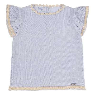 Picture of Rahigo Girls Summer Knit Openwork Jampant Romper & Jumper Set X 2 - Baby Blue Cream