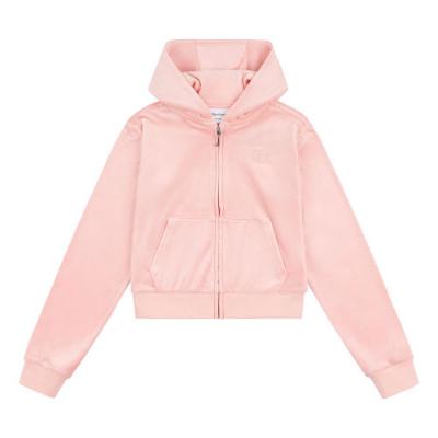 Picture of Juicy Couture Girls Summer Tonal Zip Through Velour Hoodie - Peach Amber