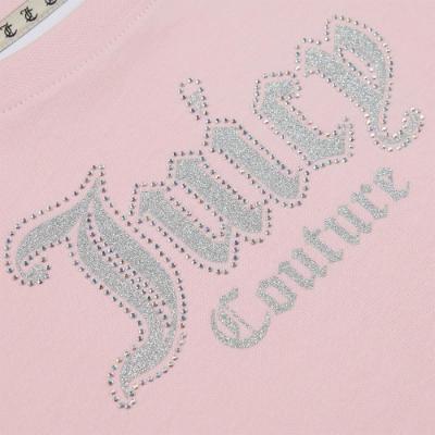 Picture of Juicy Couture Girls Summer Diamante Oversize Tee & Runner Short Set - Almond Blossom