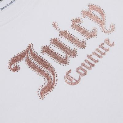 Picture of Juicy Couture Girls Summer Diamante Ruched Sleeve Tee & Short Set - White