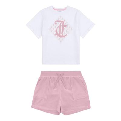 Picture of Juicy Couture Girls Summer Diamond SS Tee & Velour Short Set - Pink Nectar