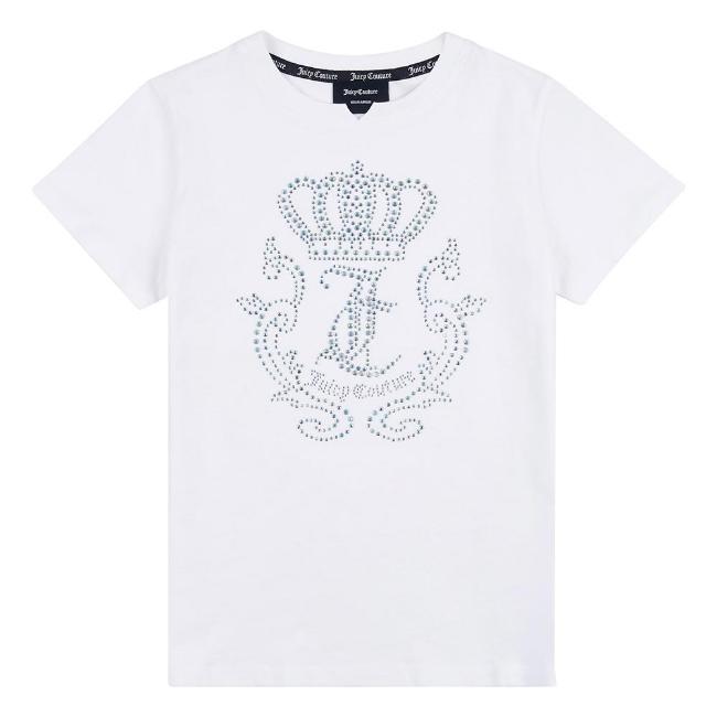 Picture of Juicy Couture Girls Summer Black Label Diamante Tee - Bright White