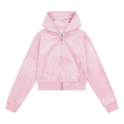 Picture of Juicy Couture Girls Summer Tonal Zip Through Velour Hoodie - Pink Nectar