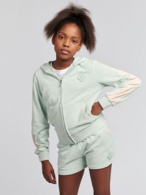 Picture of Juicy Couture Girls Summer Towelling Zip Through Hoodie - Surf Spray 