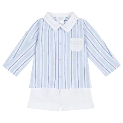 Picture of Deolinda Boys Cuba Adjustable Sleeve Shirt & Shorts Set - White Blue
