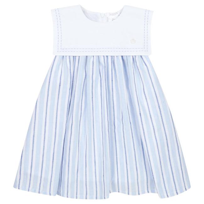 Picture of Deolinda Girls Cuba Print Dress With Sailor Collar - White Blue